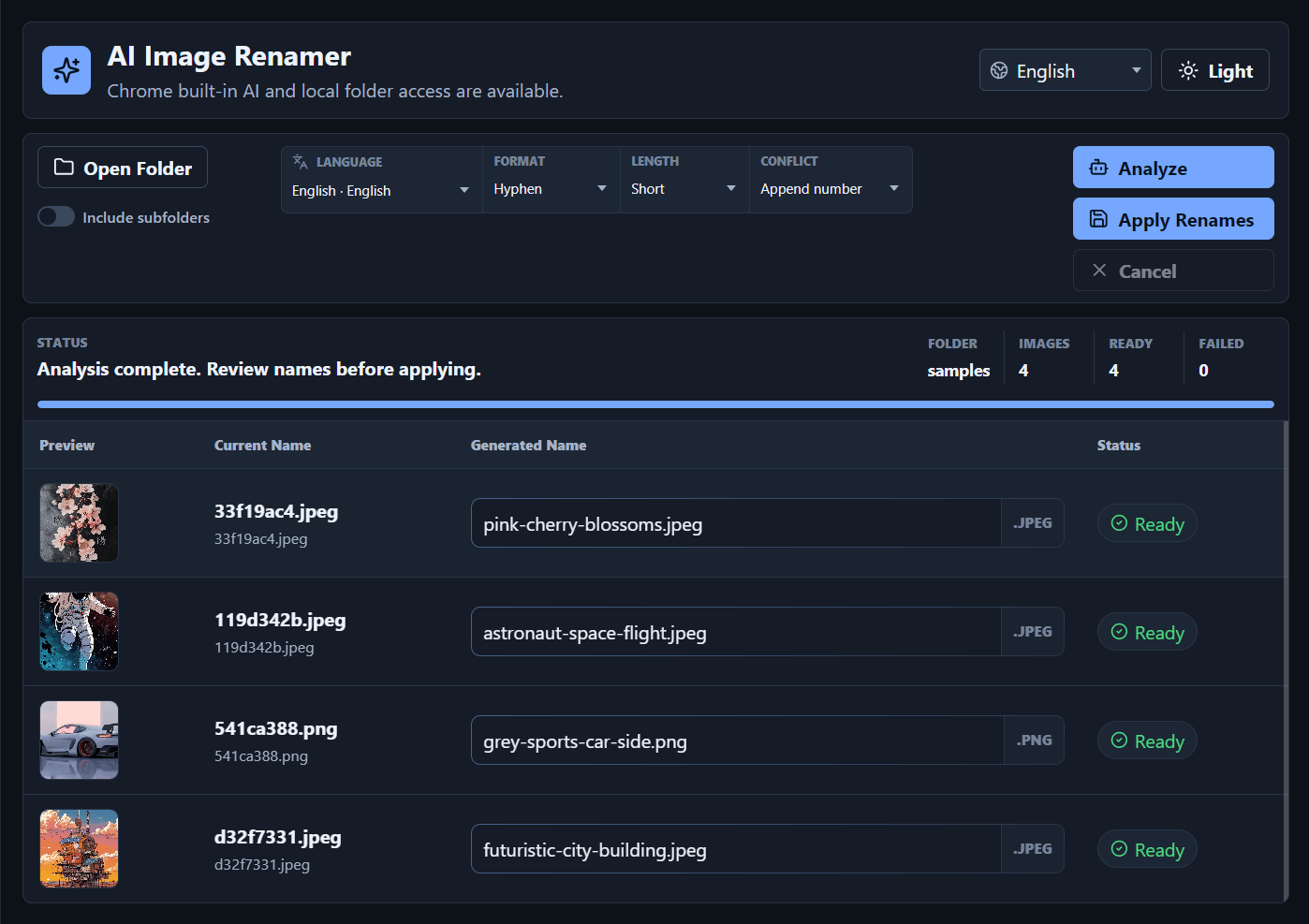 AI Image Renamer - 本地 AI 图片批量改名工具